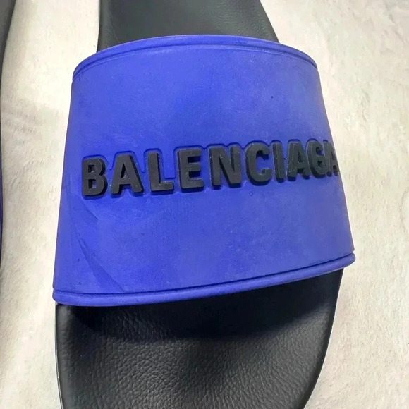 Balenciaga Slides SZ 8 Blue Slippers - Picture 8 of 9